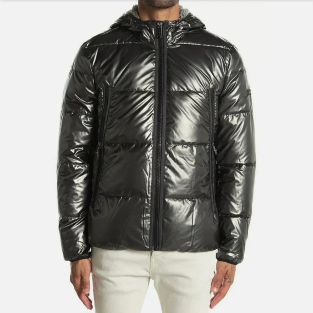 New MICHAEL KORS Size XL Gunmetal Gray Hooded Men's Puffer Jacket MSRP $225
